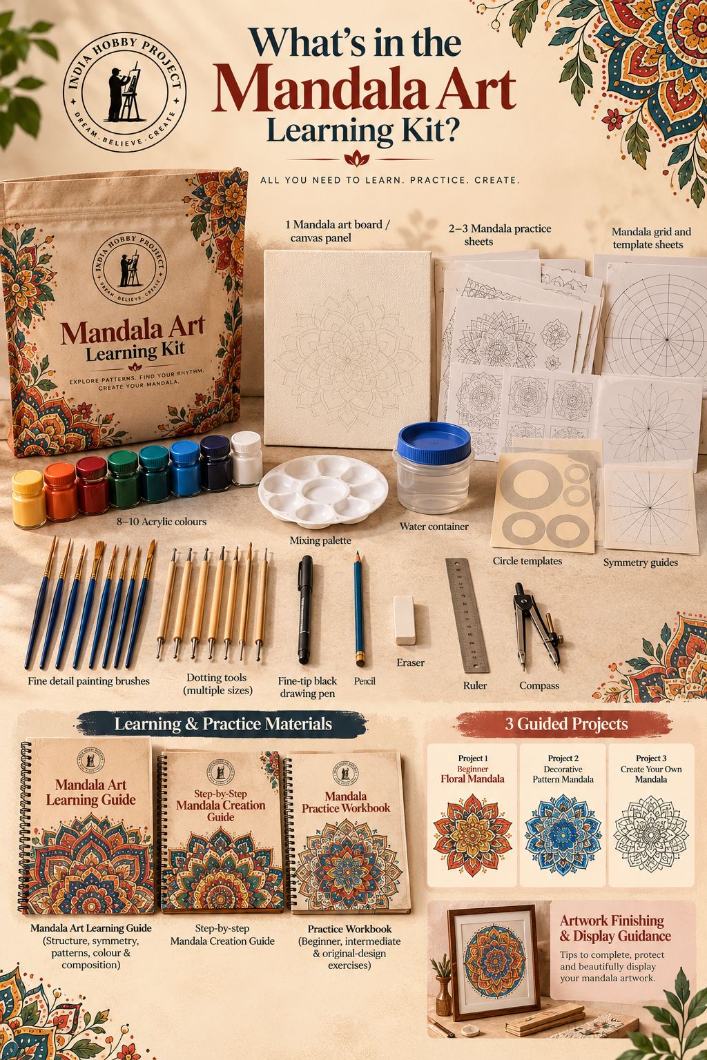 Learning Kit Shapes Mandala Art Learning Kit – INDIA HOBBY PROJECT